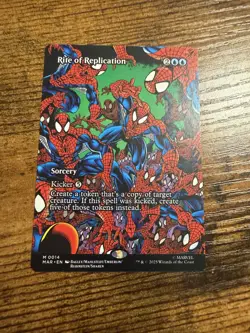 MTG Magic The Gat Spider-Man Eternal-Legal Mythic Borderless Rite of Replication - Image 1