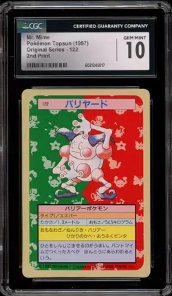 Pokemon Topsun Mr. Mime 2nd Print Green Back Japanese #112 CGC 10 Gem Mint - Image 1