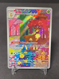 SV05: Temporal Forces #166/162 Sawsbuck Illustration Rare Pokemon TCG NM - Image 1