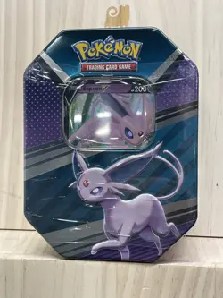 Pokemon TCG 2022 V Heros Tin - Espeon V Sealed In Hand - Image 1