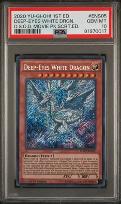 Deep-Eyes White Dragon Yugioh 2020 MVP1-ENS05 Secret Rare 1st Editon PSA 10 - Image 1