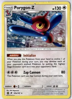 Porygon-Z 105a/147 Holo Yellow A Alternate Art Burning Shadows Pokemon Card HP - Image 1