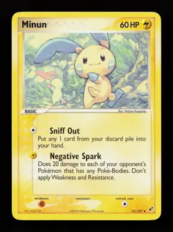 Minun 41/107 Uncommon Non Holo Deoxys Pokemon Card - Image 1
