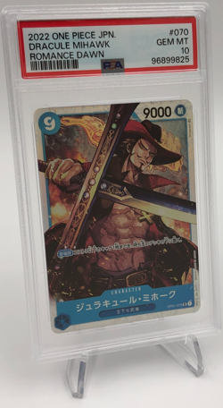 2022 ONE PIECE JAPAN Trading Card DRACULE MIHAWK #070 ROMANCE DAWN PSA GEM MT 10 - Image 1