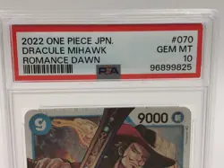 2022 ONE PIECE JAPAN Trading Card DRACULE MIHAWK #070 ROMANCE DAWN PSA GEM MT 10 - Image 2