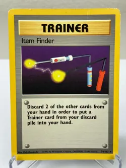 Item Finder 074/102 Base Set Rare Trainer Pokemon Card - Moderately Played - Image 1