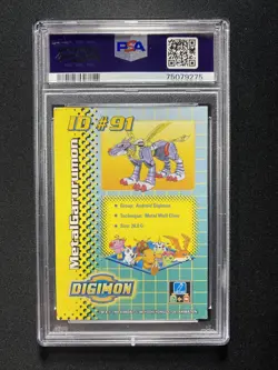 PSA 4 Bandai MetalGarurumon 1999 Holo Card ID #91 Digivolving Toy Promo - Image 2