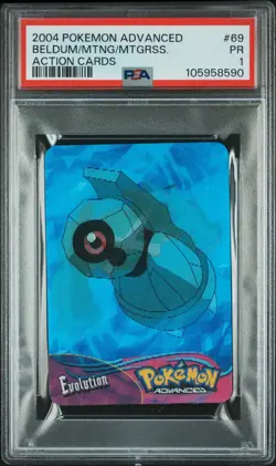 2004 Pokemon Advanced Action Cards Beldum Metang Metagross #69 PSA 1 POP 1 ! - Image 1