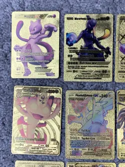 Set of 26 Pokemon Mewtwo,Magikarp,Pikachu&Cosplay&More Gold Foil Fan Art Cards - Image 2