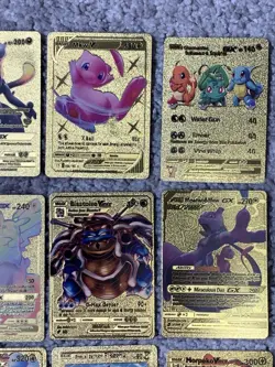 Set of 26 Pokemon Mewtwo,Magikarp,Pikachu&Cosplay&More Gold Foil Fan Art Cards - Image 3