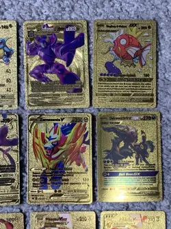 Set of 26 Pokemon Mewtwo,Magikarp,Pikachu&Cosplay&More Gold Foil Fan Art Cards - Image 4