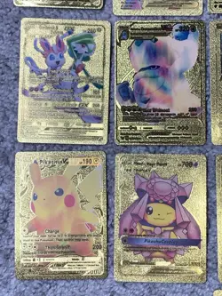 Set of 26 Pokemon Mewtwo,Magikarp,Pikachu&Cosplay&More Gold Foil Fan Art Cards - Image 5