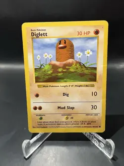 Diglett 47/102 Common Unlimited Base Set Pokemon TCG Card Shadowless - Image 1