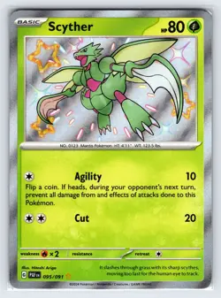 Scyther 095/091 2024 S&V Paldean Fates Pokemon Card Shiny Holo Rare - Nm - Image 1