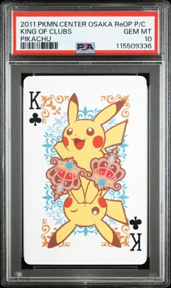 2011 POKEMON CENTER OSAKA REOPENING PLAYING CARDS PIKACHU KING OF CLUBS PSA 10 - Image 1