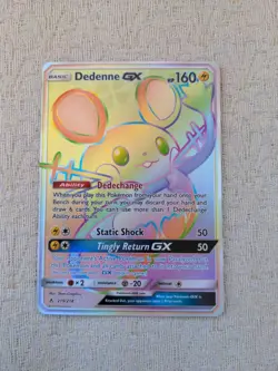Pokemon TCG Dedenne GX Holo Secret Rare Card Unbroken Bonds 219/214 Rainbow - Image 1