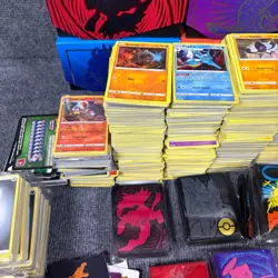 Pokemon Bulk Lot Cards w Full Arts Holos Reverse + Empty ETB Boxes Sleeves - Image 5