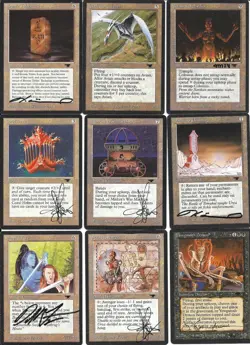 73-Card Partial M:tG MTG ANTIQUITIES Set with 61 SIGNED by 14 Different ARTISTS! - Image 1