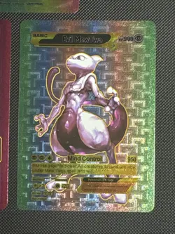 M Mewtwo X Ex Shadowless Evil NM Fan Art RainbowFoil Pokemon TCG Lot Of 3 - Image 2