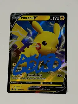 STEVE AOKI SIGNED POKEMON SHINING FATES PIKACHU V PROMO (PROOF!) RARE - Image 1