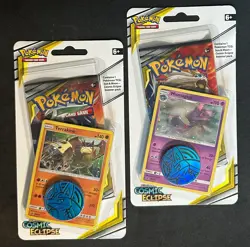 POKEMON SUN MOON COSMIC ECLIPSE BLISTER BOOSTER PACK NEW MISMAGIUS & TERRAKION - Image 1