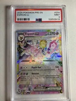 2025 POKEMON - PRISMATIC EVOLUTIONS #034 Espeon EX PSA 9 🔥🔥 MINT - Image 1