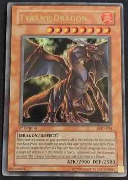 Yugioh Tyrant Dragon LOD-034 Ultra Rare 1st Edition hp - Image 1