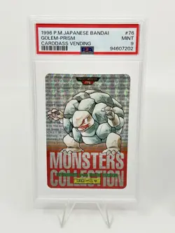 PSA 9 Pokemon Card Japanese Carddass Golem #76 Green Red Prism 2Card Set 1996 - Image 2