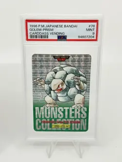 PSA 9 Pokemon Card Japanese Carddass Golem #76 Green Red Prism 2Card Set 1996 - Image 4