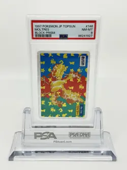 PSA 8 Pokemon Card Japanese Topsun Moltres #146 Holo 1997 Block Prism - Image 1
