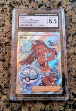 ✨Nessa Full Art Trainer Pokemon Card CGC 8.5 NM/MT+ Lost Origin TG27/TG30 (2022) - Image 1