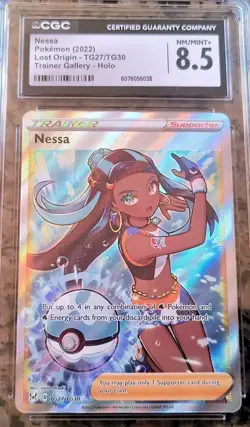 ✨Nessa Full Art Trainer Pokemon Card CGC 8.5 NM/MT+ Lost Origin TG27/TG30 (2022) - Image 2