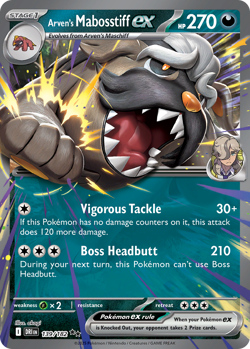 Arven's Mabosstiff ex 139/182 Double Rare | Destined Rivals | Pokemon Card - Image 1