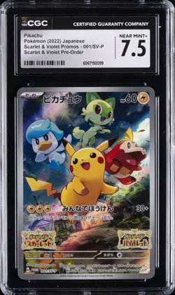 2022 POKEMON JPN SCARLET & VIOLET PROMO PRE-ORDER #1 PIKACHU CGC 7.5 - Image 1