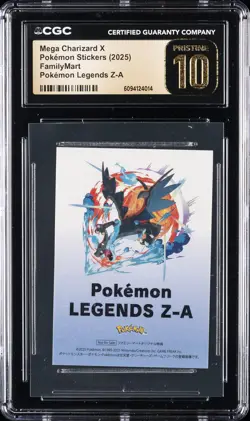 2025 POKEMON STICKERS FAMILYMART LEGENDS MEGA CHARIZARD X CGC 10 PRISTINE - Image 1