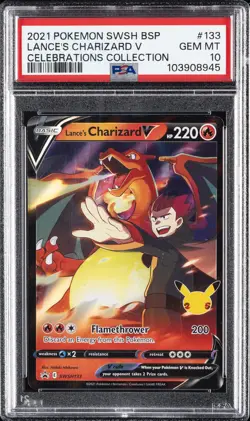 2021 POKEMON SWSH PROMO CELEBRATIONS COLLECTION LANCE'S CHARIZARD V PSA 10 - Image 1