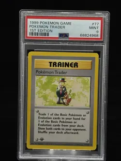 Pokemon Trader #77 1st Edition Base Set 1999 Pokemon Game PSA 9 ?? - Image 1