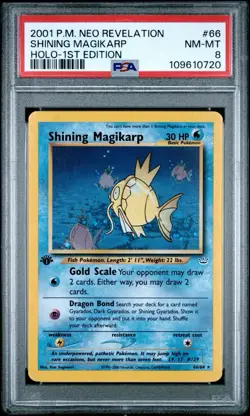 Pokemon Neo Revelation 1st Edition Shining Magikarp Secret Rare Holo #66 PSA 8 - Image 1