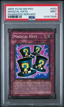 2002 Yu-Gi-Oh! Magical Hats Pharaoh's Servant PSV Unlimited Super Rare PSA 9 - Image 1