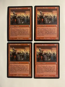 4X Played MTG Magic The Gathering Dwarven Recruiter Odyssey Uncommon Card - Image 1