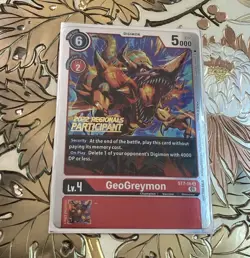 Digimon Card Game GeoGreymon 2022 Regionals Participant Foil ST7-06 - Image 1