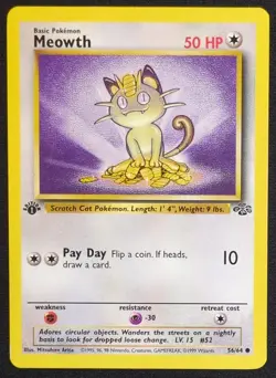 Meowth 56/64 1st Edition Jungle Pokemon Card - Image 1