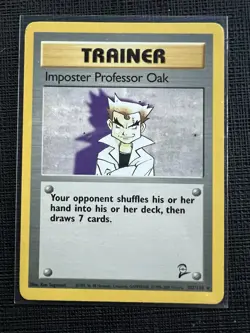 Imposter Professor Oak 102/130 Pokemon TCG Base Set 2 Vintage WOTC Rare Card MP - Image 1