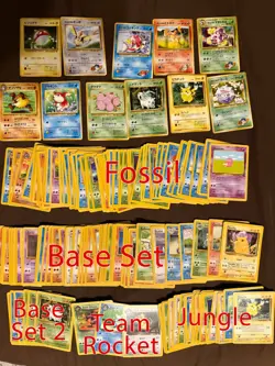 162 Wizard of the Coast Pokemon bulk including 50 base set and 11 Japanese cards - Image 1