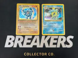 1999 Base Set Vintage Pokemon 2 Card Lot: Holo 1st Edition Machamp & Gyarados - Image 1