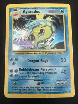 1999 Base Set Vintage Pokemon 2 Card Lot: Holo 1st Edition Machamp & Gyarados - Image 4