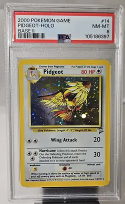 2000 Pokemon Base Set 2 PIDGEOT HOLO CARD # 14 PSA-8 - Image 1