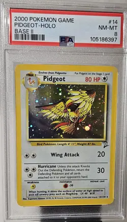 2000 Pokemon Base Set 2 PIDGEOT HOLO CARD # 14 PSA-8 - Image 2