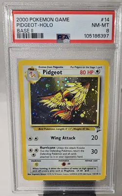 2000 Pokemon Base Set 2 PIDGEOT HOLO CARD # 14 PSA-8 - Image 3