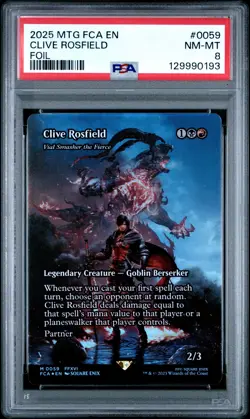 2025 MTG FINAL FANTASY THROUGH THE AGES FOIL #0059 CLIVE ROSFIELD PSA 8 - Image 1